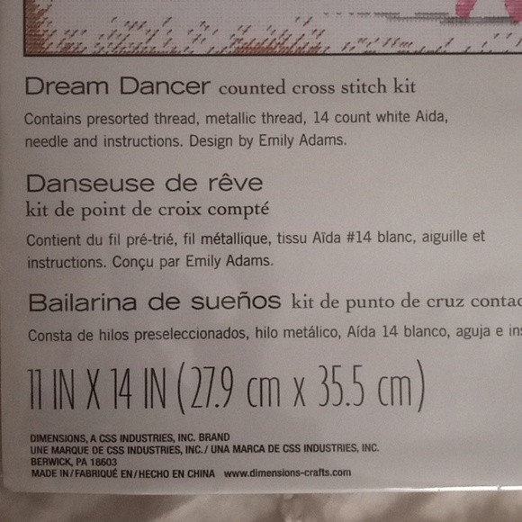 DIMENSIONS Cross Stitch Dancer Dream Dancer (14 Count) - Picture 4 of 7